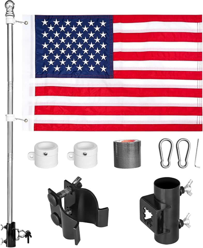 Boat Flag Pole Kit for Pontoon & Fishing Boats