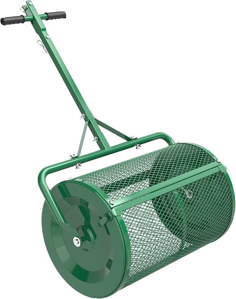 Seeutek Compost Spreader, 24" Peat Moss Spreaders with 3 Heights