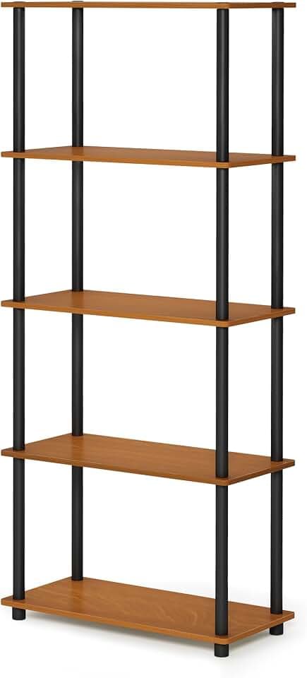 Furinno Turn-N-Tube 5-stufiges werkzeugloses Eckregal, Kirsche hell