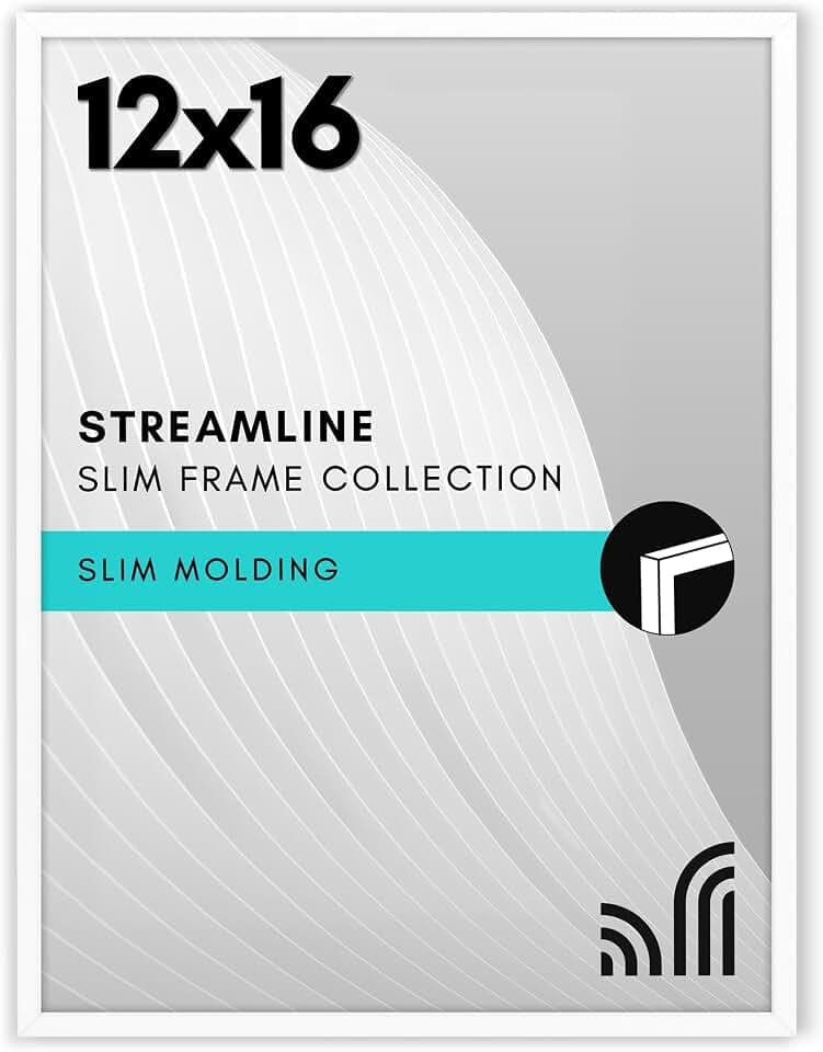 Americanflat 12x16 Picture Frame - Slim Molding - White