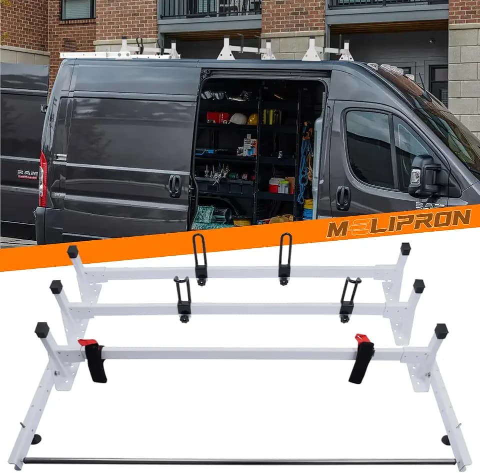 MELIPRON Van Roof Ladder Rack with Rear Roller Fit for RAM ProMaster