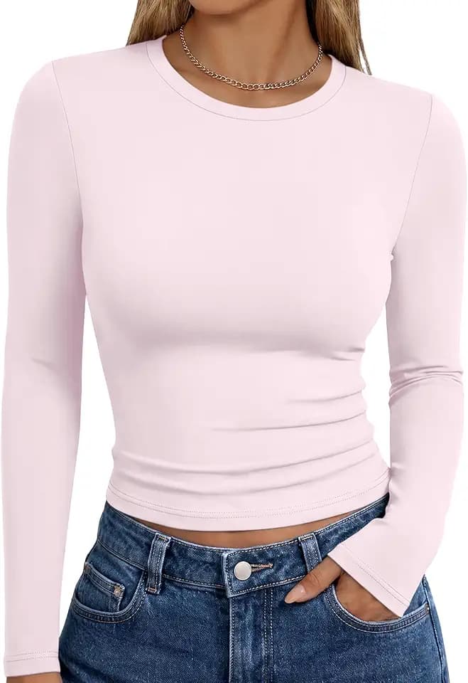 Trendy Queen Womens Long Sleeve T Shirts Fall Fashion Basic Y2K Tops 2026