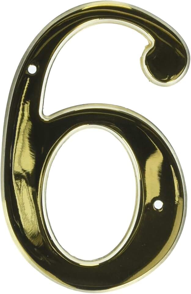 Baldwin 90676031 76# 6 House Number, Unlacquered Brass