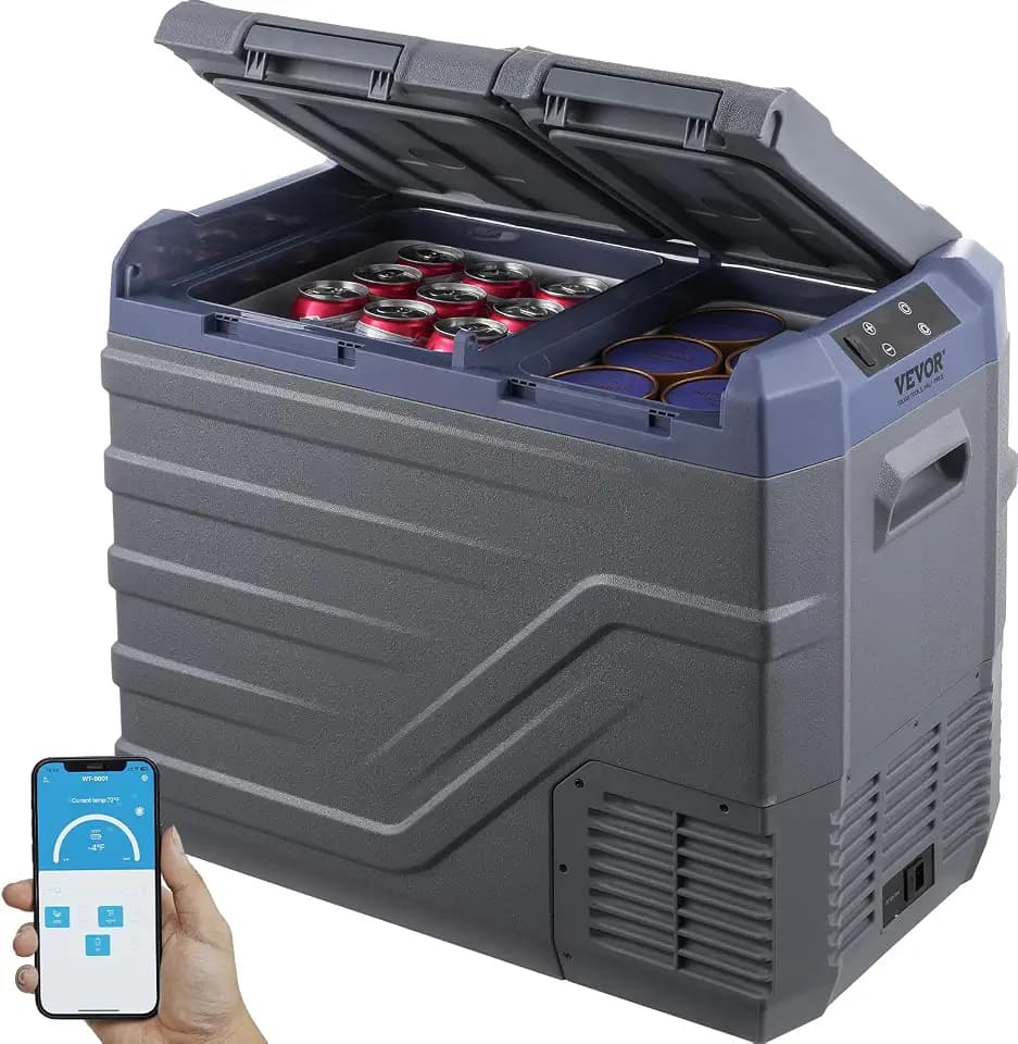 VEVOR 12 Volt Car Refrigerator, 40 L Dual Zone Car Refrigerator Fridge, Portable Freezer,-4℉ to 68℉ Adjustable Range, 12/24V DC and 100-240V AC Compressor Cooler for Outdoor, Camping, RV