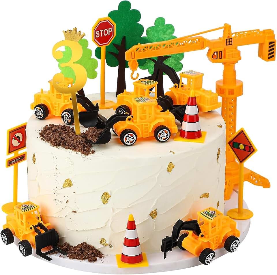 Bagger Kindergeburtstag Deko 3 Jahre, 23 Stück Baustelle Tortendeko