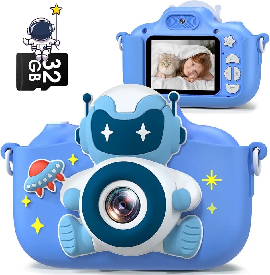 Gofunly Kinderkamera Digitalkamera mit 2,0-Zoll-Bildschirm & 32G Karte