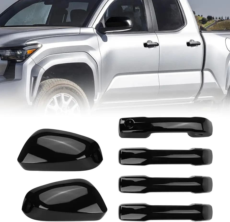 Rearview Mirror Cap & Door Handle Cover for Toyota Tacoma 2024 2025 2026 SR SR5 TRD PreRunner (Without Turn Signal Light) & 4Runner 2025 2026, Tacoma & 4Runner Accessories