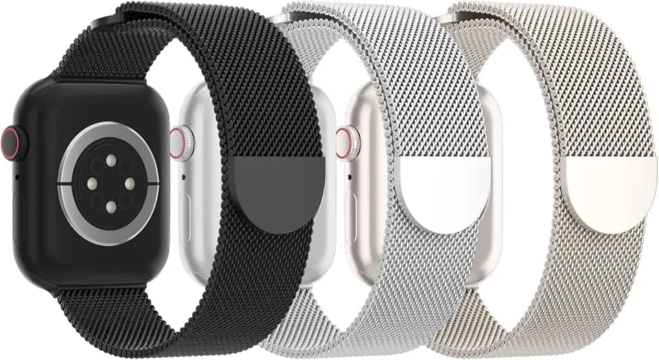 3 Pack Mesh Metal Magnetic Compatible with Apple Watch Bands Women Men