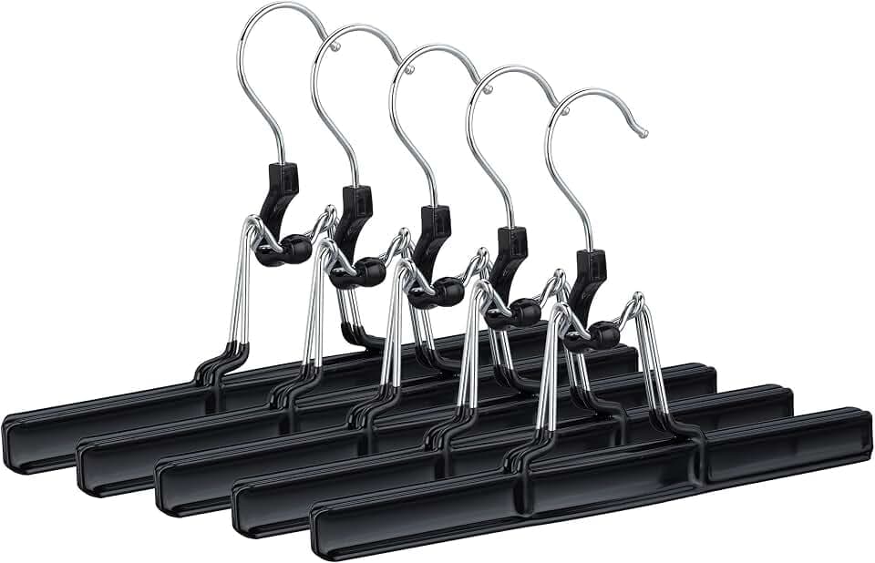 Relaxdays Hosenbügel Metall im Pack, 360° drehbarer Haken, fest schließend, Rockbügel, gummierte Klemmen, 26 cm, schwarz