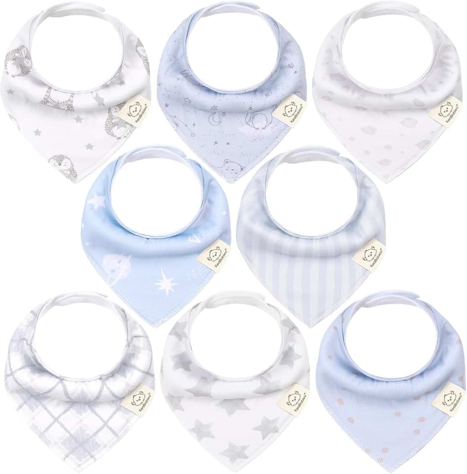 KeaBabies 8pk Organic Baby Bandana Bibs for Drooling Teething,Constellation