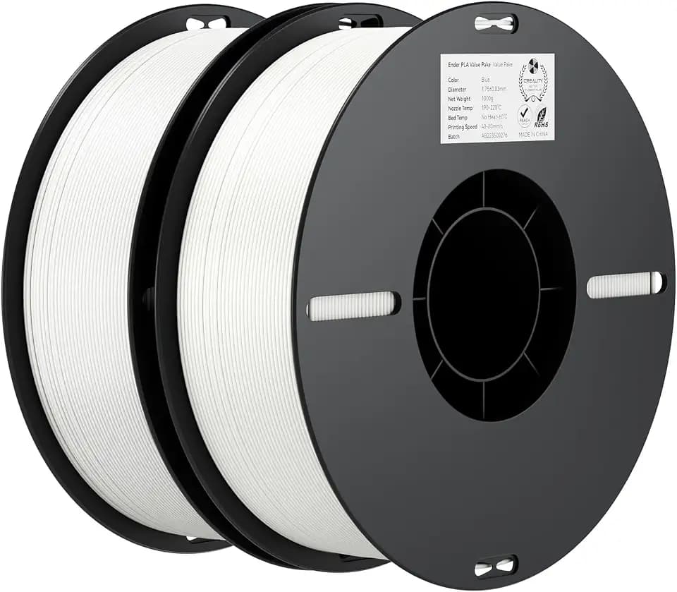 Creality Ender PLA Filament 1,75mm, Weiß, 2er-Pack 1kg Spulen, Maßgenauigkeit ±0,03mm, PLA Filament für 3D-Drucker, kompatibel mit FFF Druckern, hohe Druckqualität