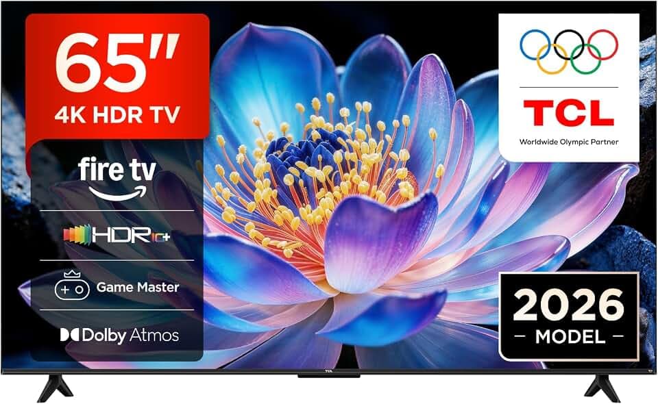 TCL 65V6D 65 Zoll, 4K UHD, Smart TV, Fire TV, HDR10+, Dolby Atmos, DTS:X, Game Master, Motion Clarity, AirPlay 2, Kompatibel mit Alexa