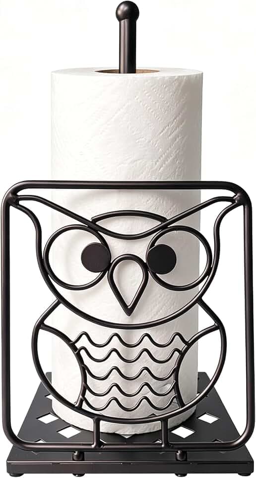 Paper Towel Holders Countertop Decorative Animal Paper Towel Holder Suitable for Counter Top or Table Home Decor and Accessories-Metal Paper Towel Roll Holder (owl)