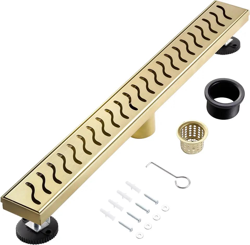 Linear Shower Drain, 24 inch Brushed Gold