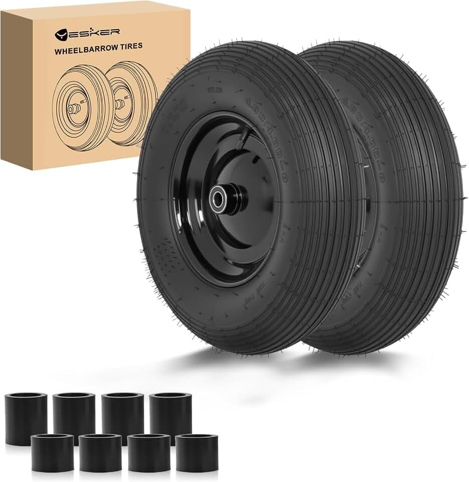 Yesker 4.80/4.00-8 Pneumatic Tire and Wheel 16 Inch for Wheelbarrow Cart