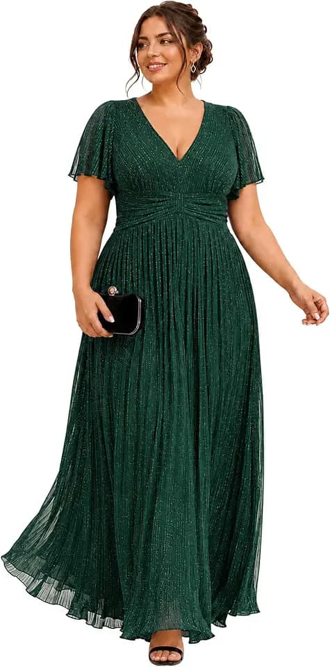 Ever-Pretty Women's Maxi Shimmer Plus Size Formal Wedding Guest Dresses