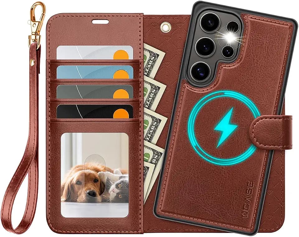 OCASE for Samsung Galaxy S25 Ultra Detachable Wallet Case, Dark Brown