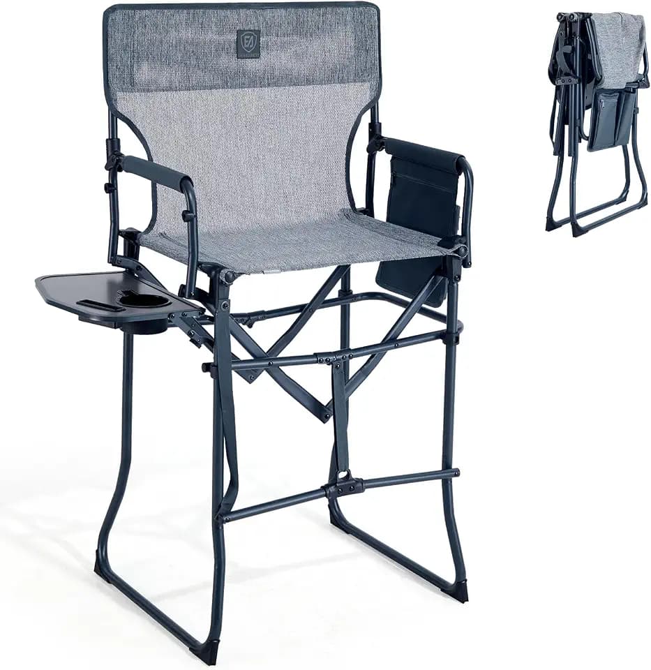 EVER ADVANCED Portable 30.7" Seat Height Tall Camping Directors Chair