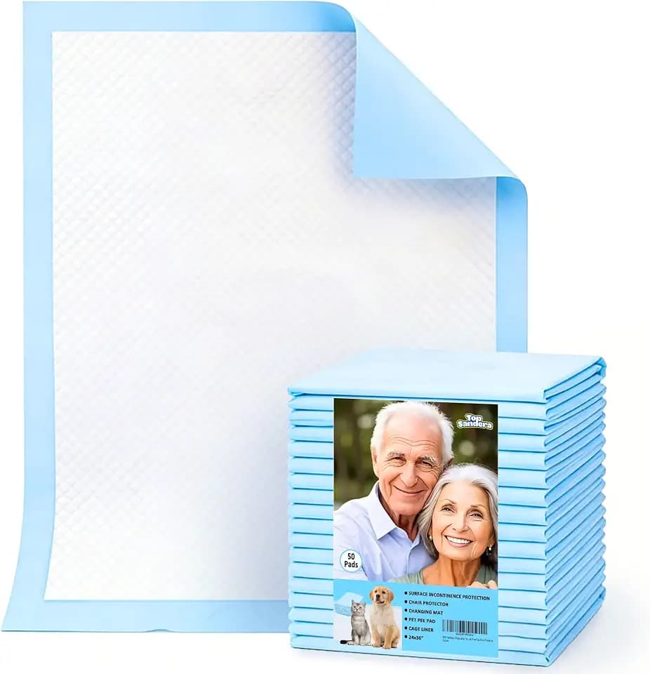 Super Absorbent Multipurpose Disposable Underpads 24” x 36”, 50 Count –for Incontinence; Bed, Chair & Floor Protection; Dog Training, Pets Cage Lining, Leak Proof Surface Protector