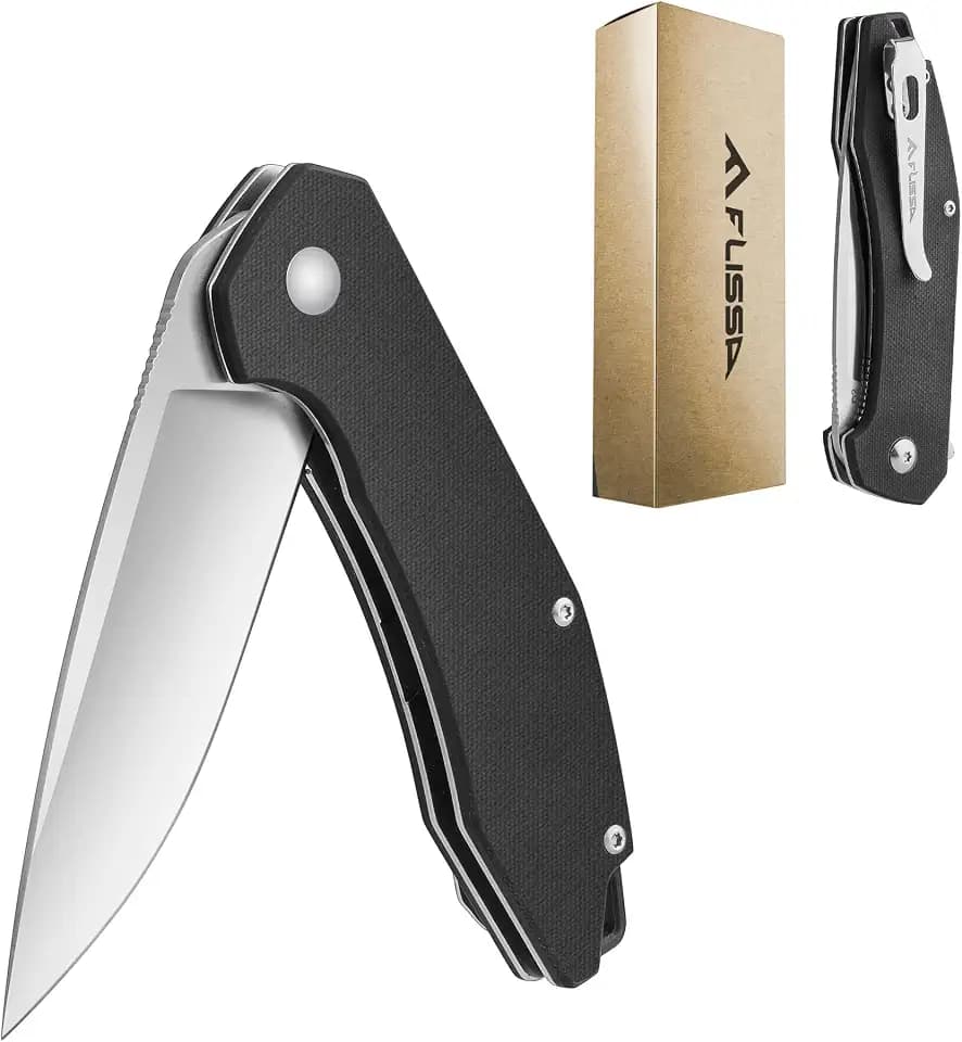 FLISSA Pocket Knife, Folding Knife with Liner Lock(Black)