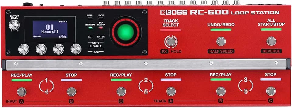 BOSS RC-600 Loop Station | Bodenlooper-Topmodell mit wegweisender Soundqualität und Flexibilität | 6 Stereo-Phrasen-Tracks | 9 Fußschalter | Riesige Effekt-Bibliothek | 2 XLR-Mikrofone