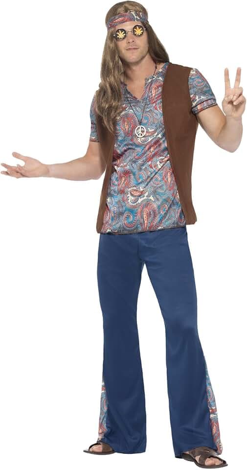 Smiffys Orion the Hippie Costume, Blue Halloween und Karneval