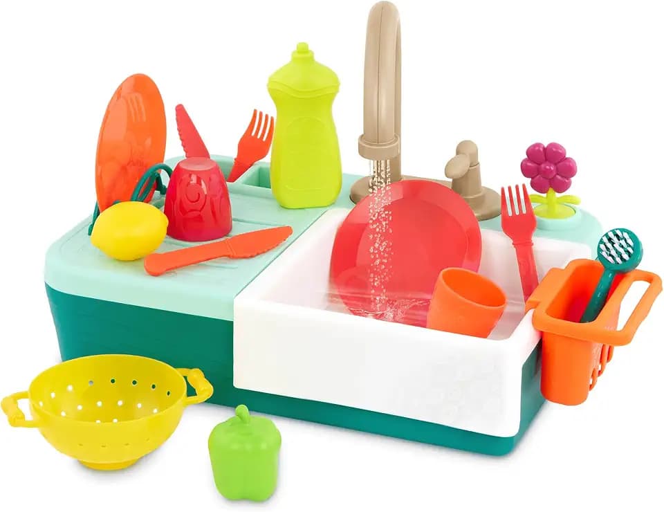 B. toys Play Sink, Splash-n-Scrub Sink with Running Water Faucet