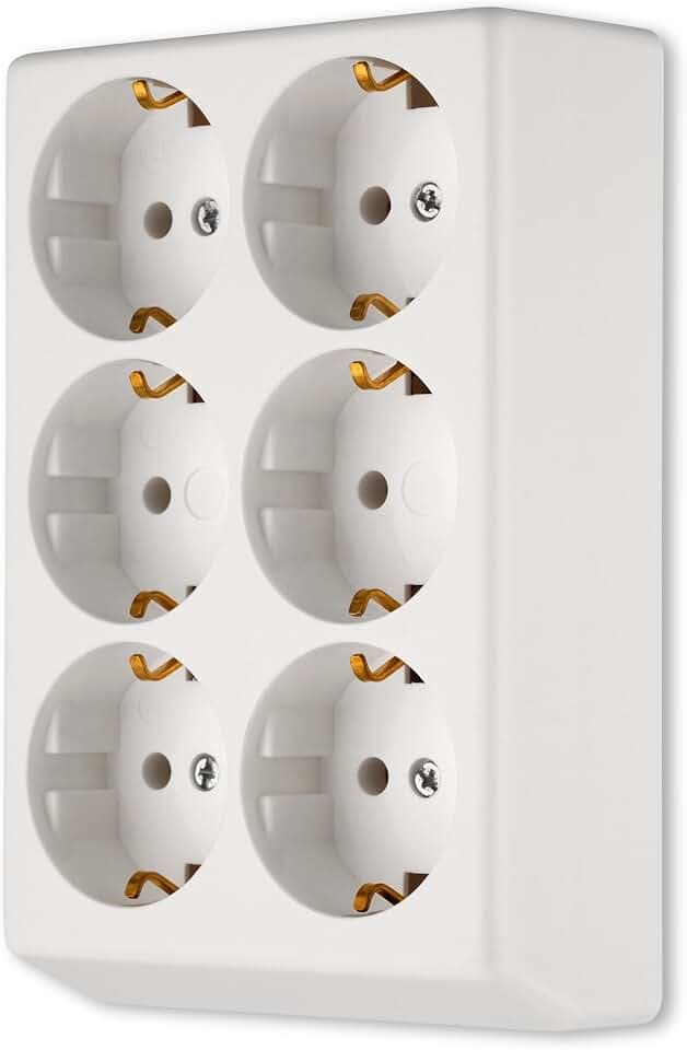 REV Steckdosenleiste - Mehrfachsteckdose ohne Kabel 6-Fach, 3500W, weiß