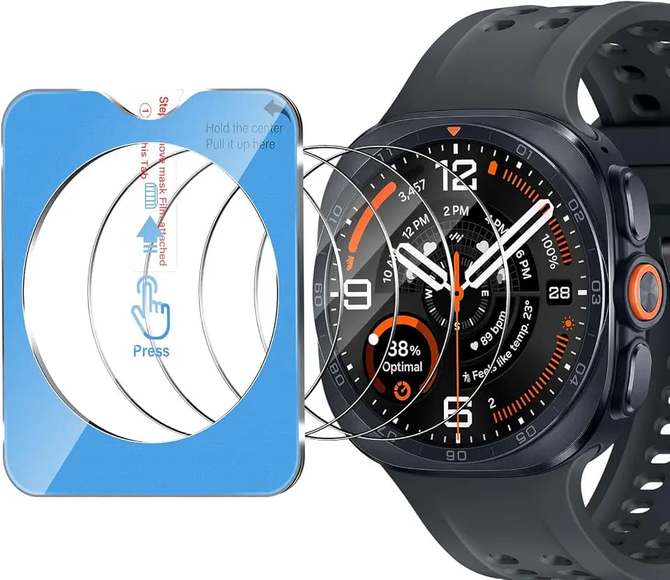 4 PCS Displayschutz für Samsung Galaxy Watch Ultra 2 47mm 2026 für Panzerglas, 9H Härte Schutzfolie mit Positionierhilfe für Installation, Blasenfreie HD Anti-Kratz Displayschutzfolie Glas Film