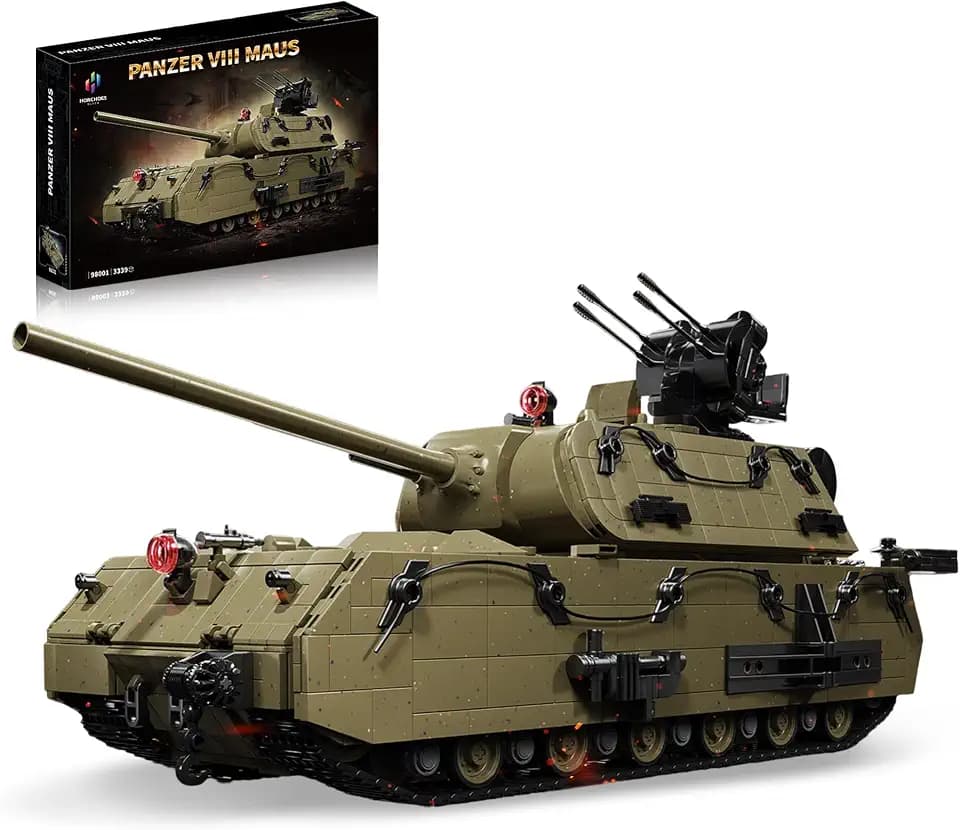 WW2 Panzer VIII Maus Tank Building Sets for Adults, Army Military Vehicles Collectible Model for Home Decor (Olive Green)