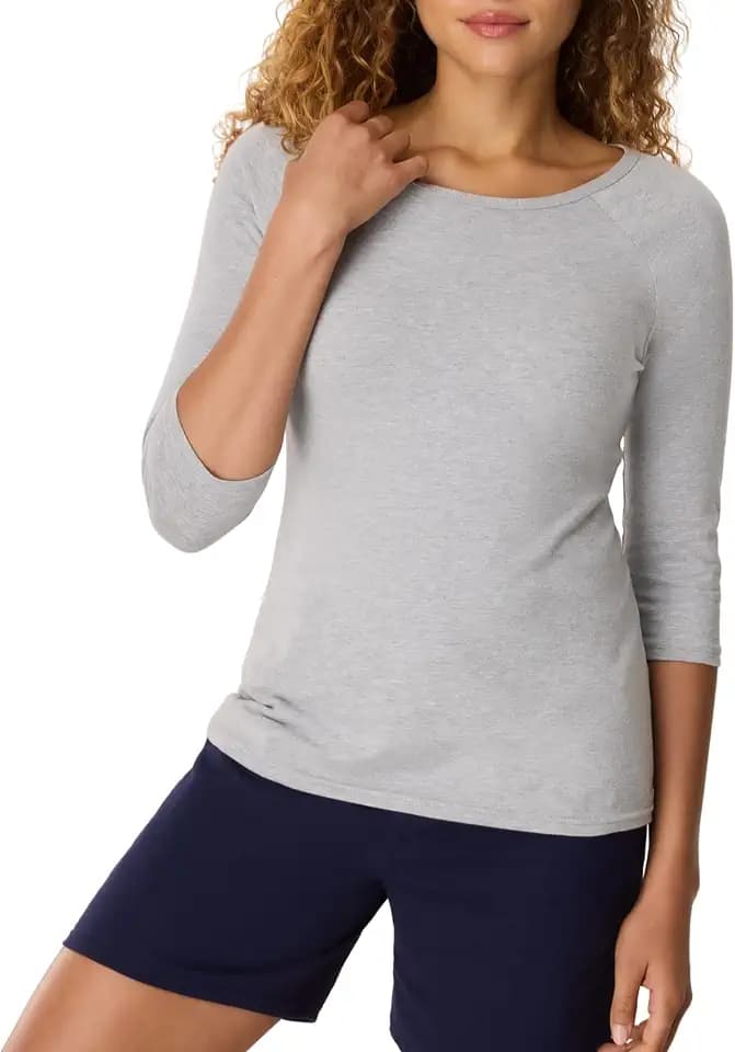 Hanes Women's Raglan Sleeve Stretch Cotton Crewneck Tee