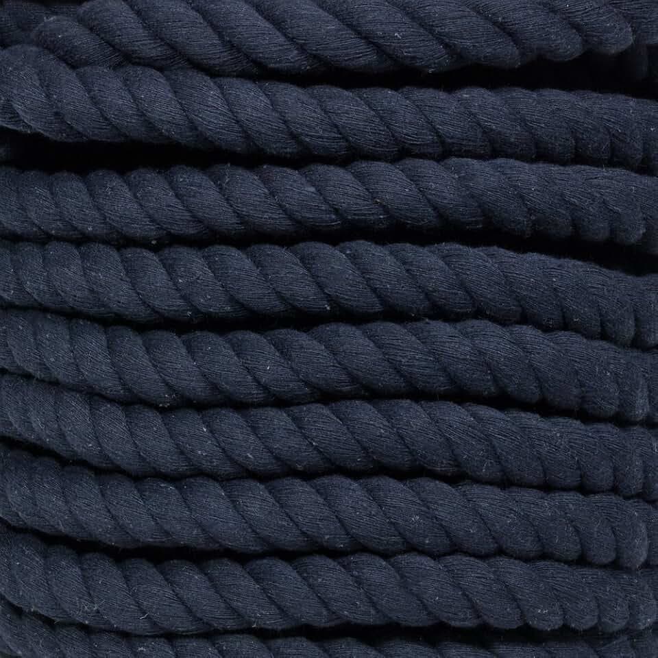 Super Soft 3 Strand Twisted Cotton Rope (Navy, 1 Inch x 10 Feet)