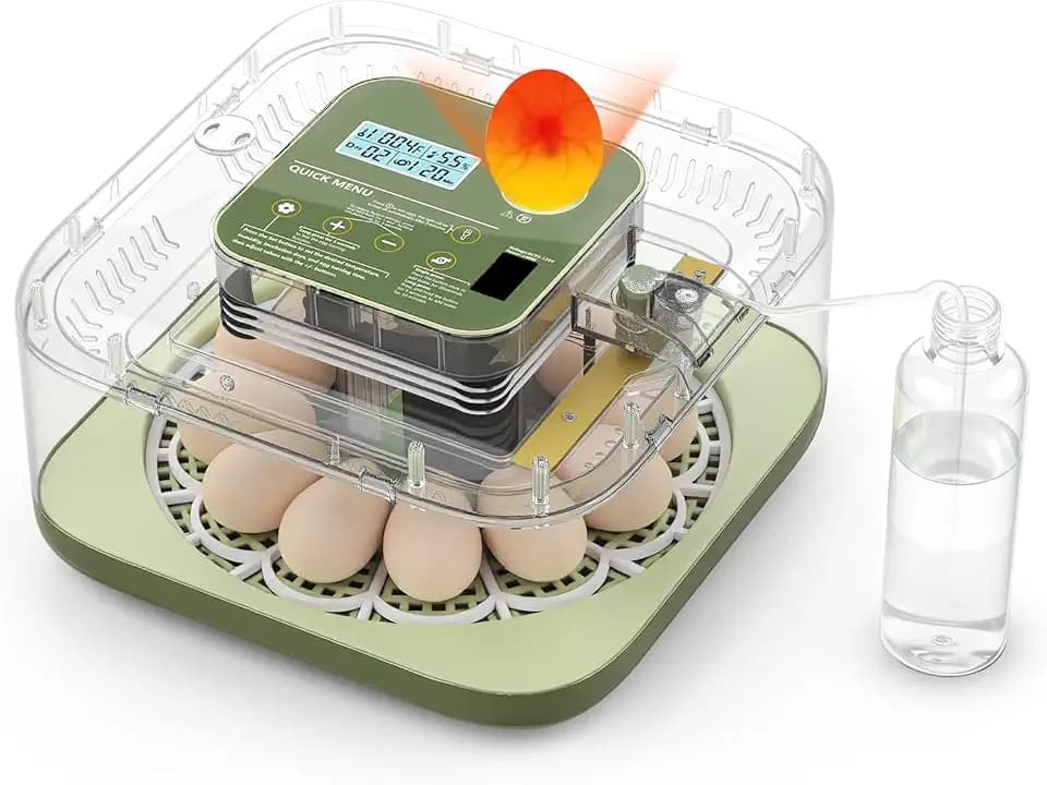 GQF Inkubator für Bruteier-Eier-Kapazitätssystem, automatischer Eierwender & neues automatisches Präzisions-Feuchtigkeitskontroll-Reservesystem, 360°-Klarsicht für Huhn, Ente und Wachteln (grün)