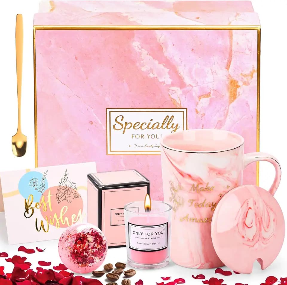 Geschenke für Frauen,Geburtstagsgeschenk für Frauen,Geburtstagsgeschenk,420ml Rosa Keramiktasse im Geschenkset,Mama,Beste Freundin,Kollegin Geschenk Geburtstag Geschenkideen