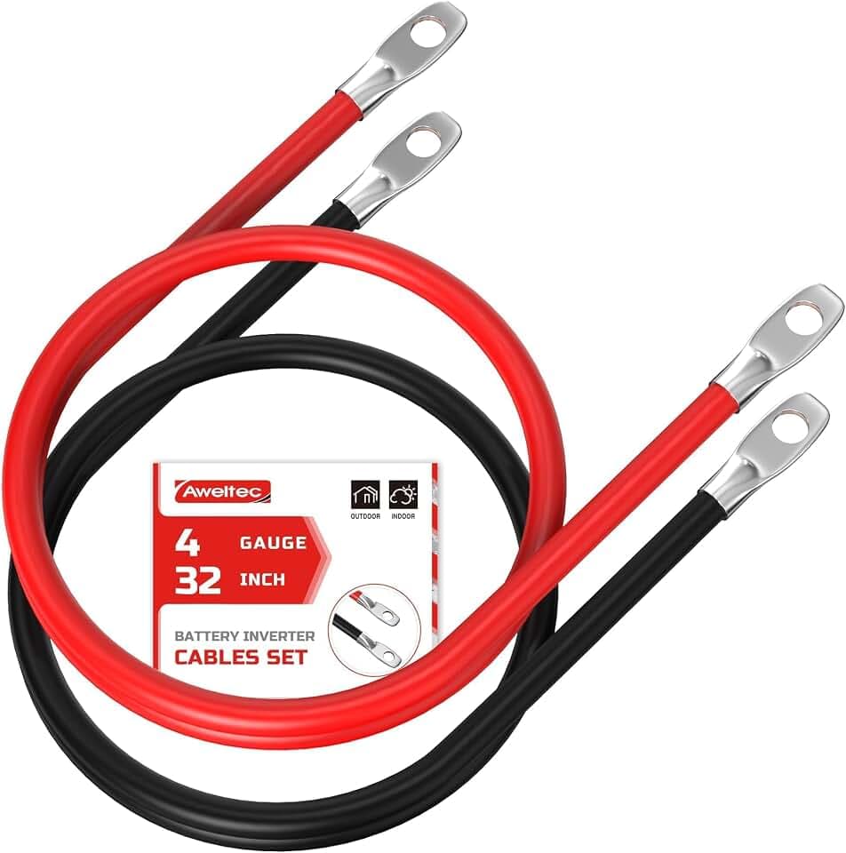 4 AWG Battery Cable 32 Inch,All Copper Inverter Cables,Red&Black