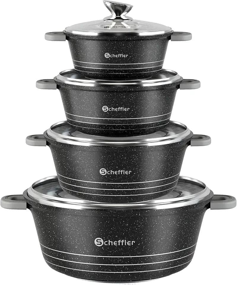Topfset Scheffler 8tlg Kochtopf Set Induktions mit Glasdeckel
