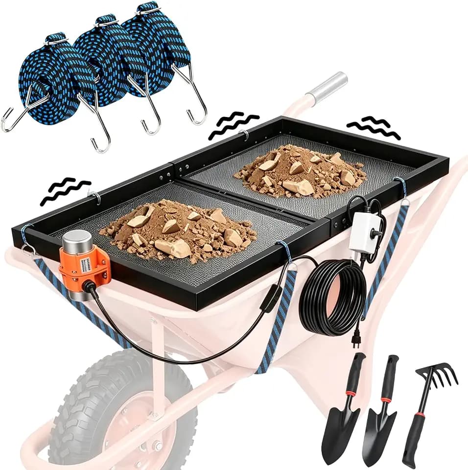 Soil Sifter for Wheelbarrow with 40W Vibration Motor, Automatic Soil Rocks Sieve 1/4" Mesh, 39.7" x 19.6" Heavy Duty Garden Sifter with 9.6ft Extended Cord, for Compost Sand,Gravel Sawdust