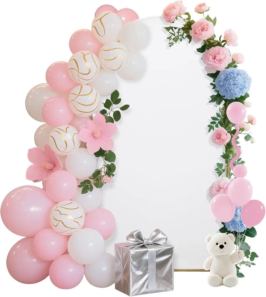 7.2FT Wedding Arch Covers & Backdrop Cover - Stretchy Spandex Fabric Arch Stand Covers for Wedding, Birthday Party, Baby Shower Decoration (White, Cover Only)