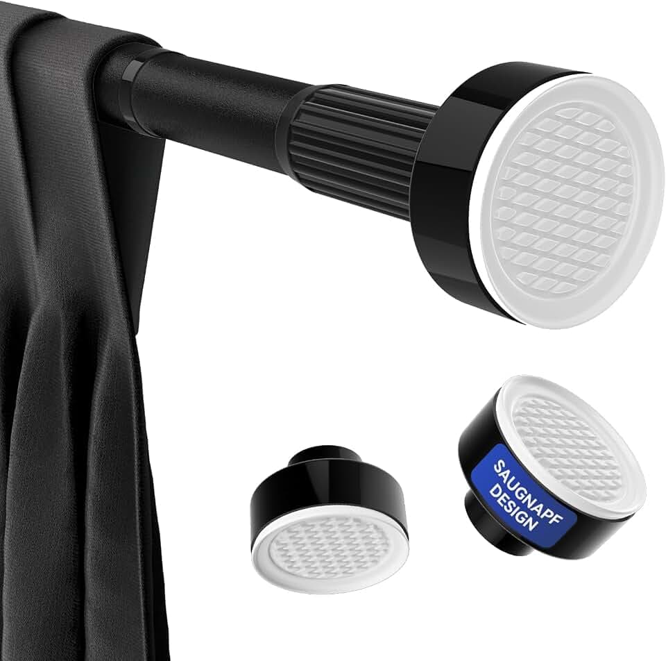Vista Gardinenstange ohne Bohren 390-480cm Vorhangstange Klemmstange Schwarz 32mm Durchmesser Teleskopstange Rutschfest & mit Verriegelungsfunktion