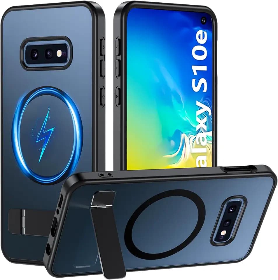 BESINPO Magnetic Case for Samsung Galaxy S10e, [Built-in Invisible Kickstand][Military Grade Shockproof] Slim Translucent Matte Phone Case for Galaxy S10e 5.8 inch (Black)