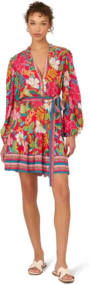 Adrianna Papell Short Printed Rayon Dress