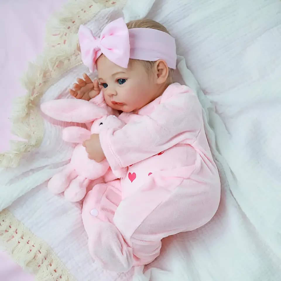 KSBD Realistic Reborn Baby Dolls – 18-Inch Lifelike Newborn Baby Doll with Open Eyes, Poseable Handmade Real Life Baby Doll, Gift Set with Accessories for Kids Ages 3+