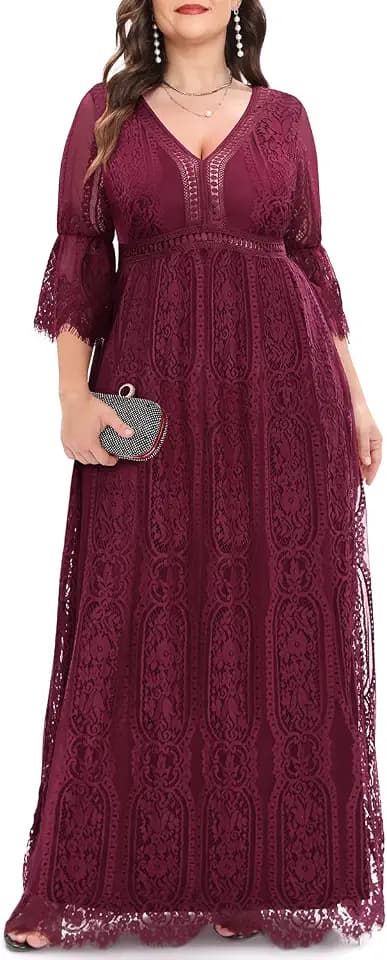 Plus Size Wedding Dresses Boho Lace Formal Bohemian Fall Long Dress
