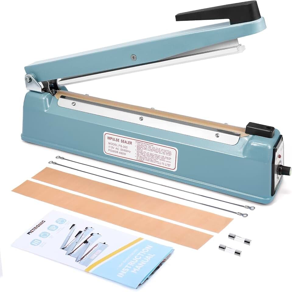 METRONIC Impulse Sealer 12 Inch, Heat Sealer Machine with Repair Kit