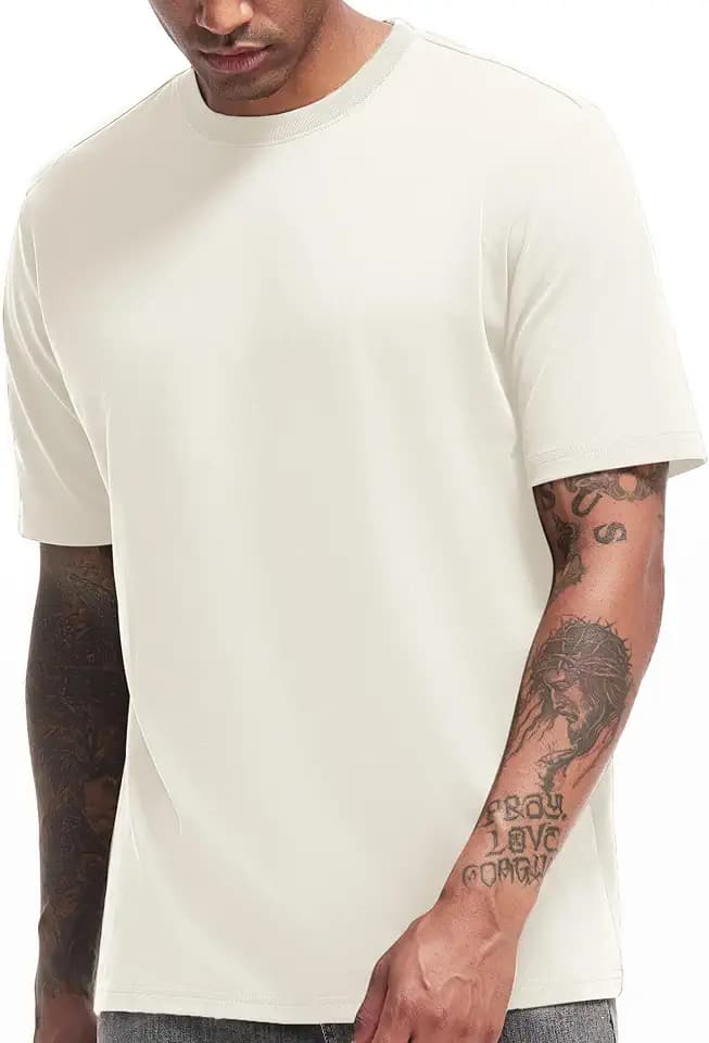 VEIISAR Men's Heavy Weight 100% Cotton T-Shirt - Garment Washed - Soft