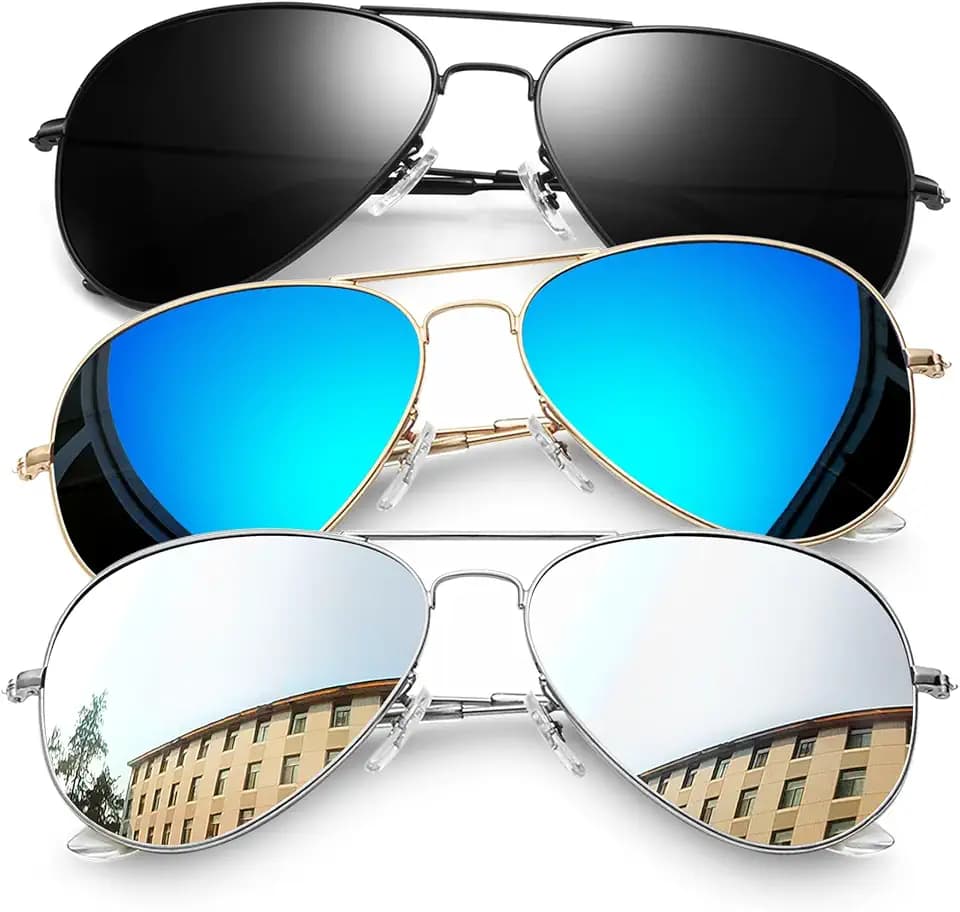 Joopin 3 Pack Aviator Sunglasses for Women Men UV Protection Teardrop