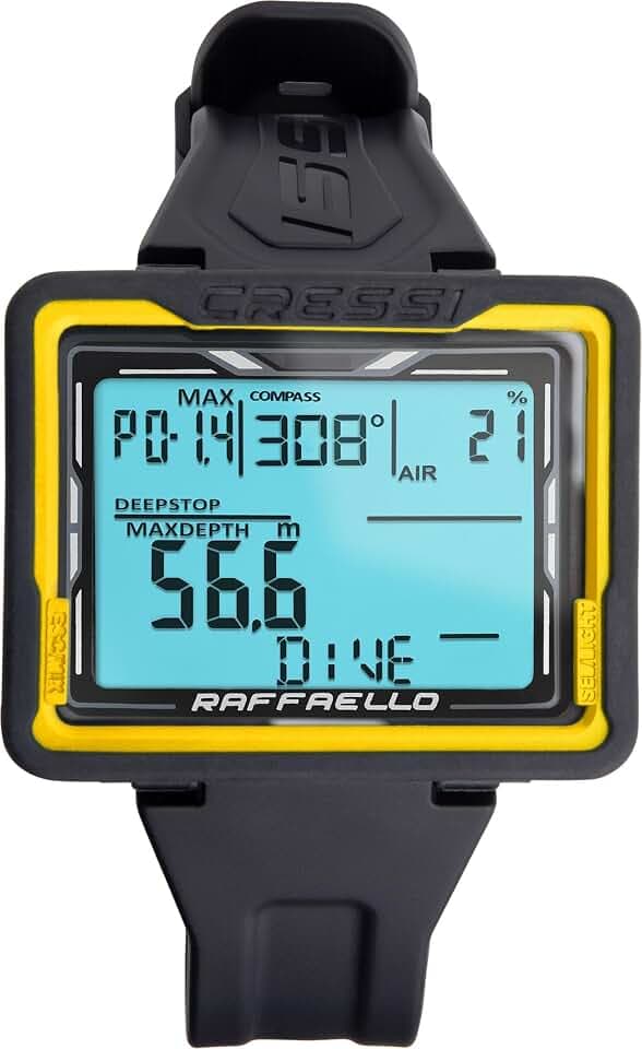 CRESSI Raffaello Diving Computer - Tauchcomputer Unisex mit Großem Rechteckigem Bildschirm mit Hohem Kontrast für Maximale Lesbarkeit der Daten, Einheitsgröße