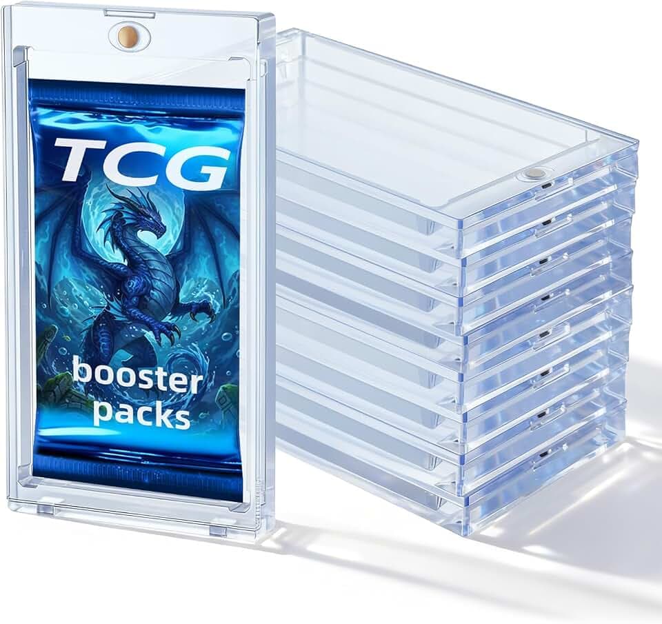 Wigearss 10 Stück 35PT Magnetischer Kartenhalter UV-Schutz-Transparent Karten Rahmen Kartenhüllen Schutzhüllen für Pokemon Booster Pack