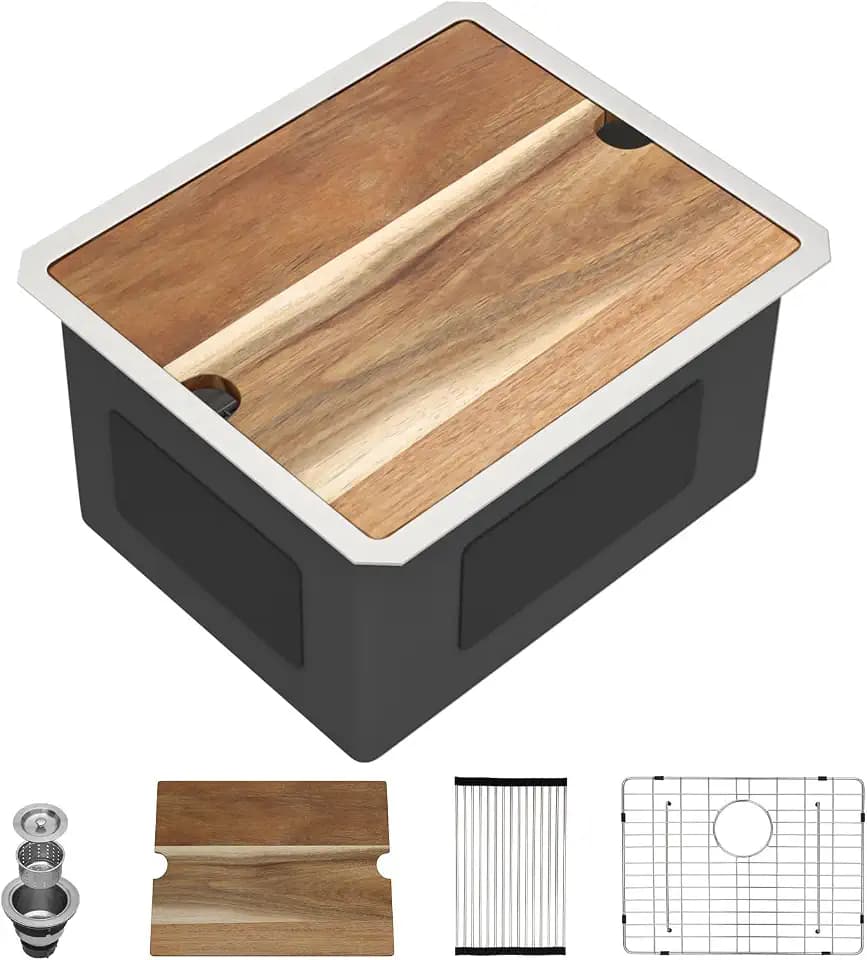 21x18 Inch Undermount Laundry Sink, 12" Deep SS304 Workstation