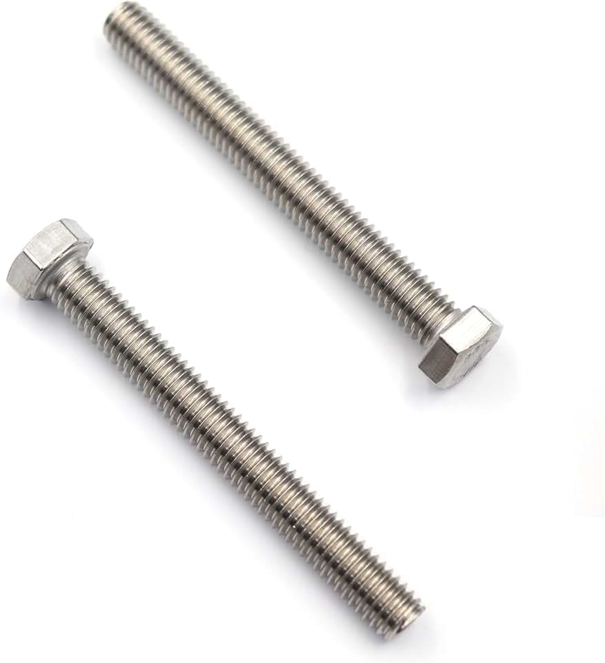 cSeao 10pcs 5/16"-18 x 4 Hex Head Bolts, Plain Finish, 304 Stainless Steel